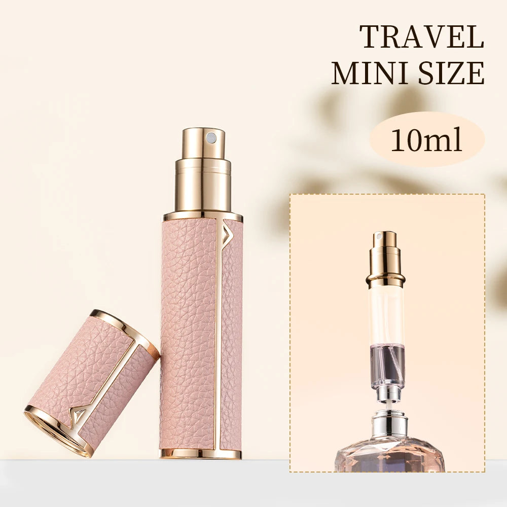 5/8/10ml PU leather mini perfume Atomizer Bottle Sprayer Suitable for Boarding Tight Sealing Travel Customized Refillable Bottle