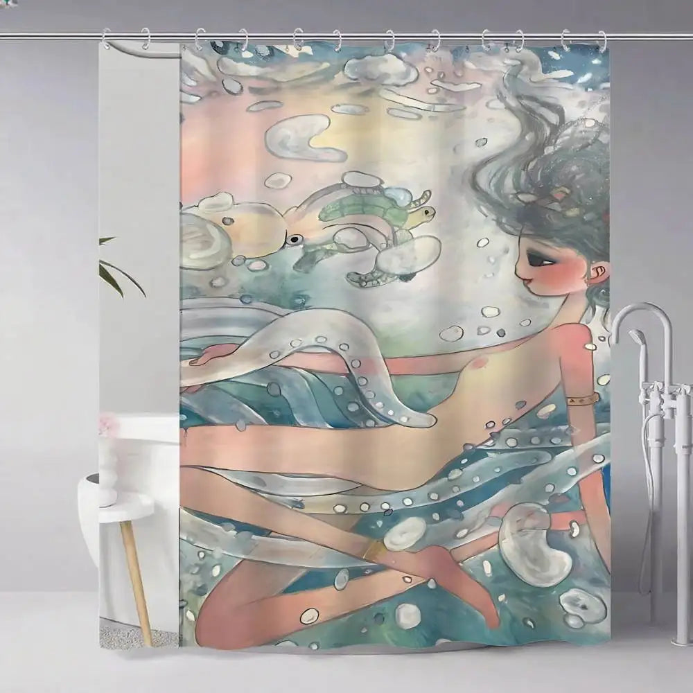 Aya Takano Art Shower Curtains 180cm Polyester Modern Style Bathroom Curtain With Hooks Waterproof Funny Shower Curtain