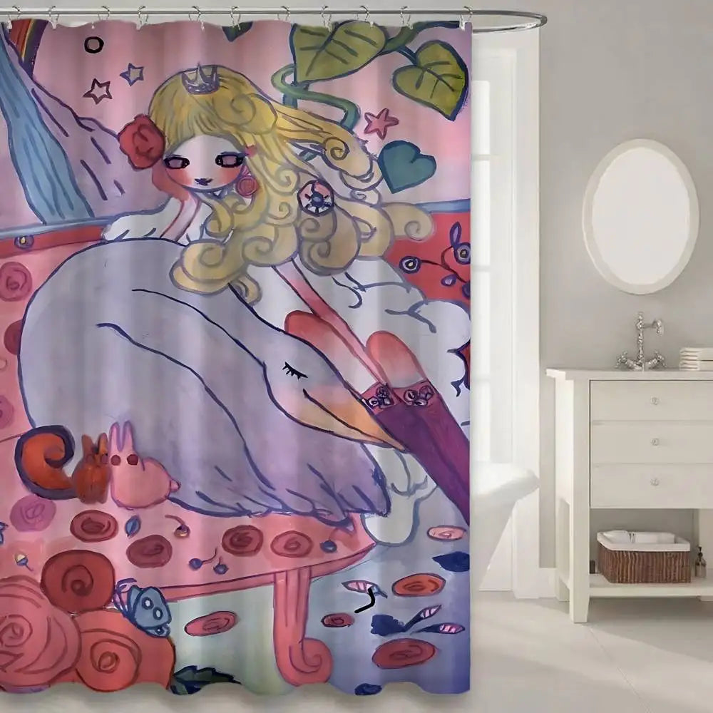 Aya Takano Art Shower Curtains 180cm Polyester Modern Style Bathroom Curtain With Hooks Waterproof Funny Shower Curtain