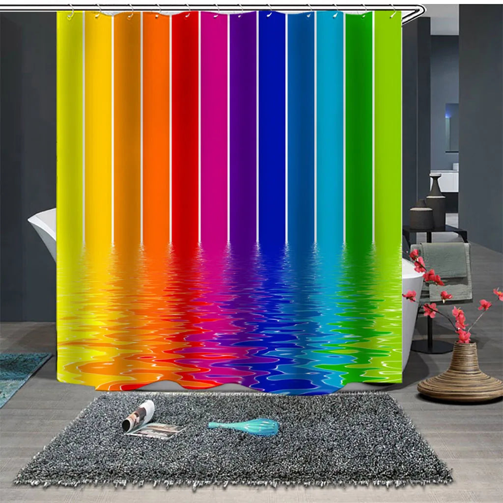 Multiple Styles Of Shower Curtains Landscape Bathroom Curtain Waterproof Polyester Shower Curtain With Hooks For Bathroom