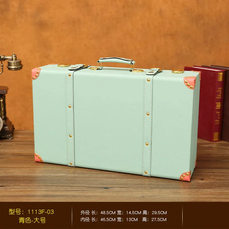 Luxury Vintage Trunk Travel Hand Big Suitcases Leather Luggage Under Bed Clothing Organizer Storage Box Antique Bin Customized