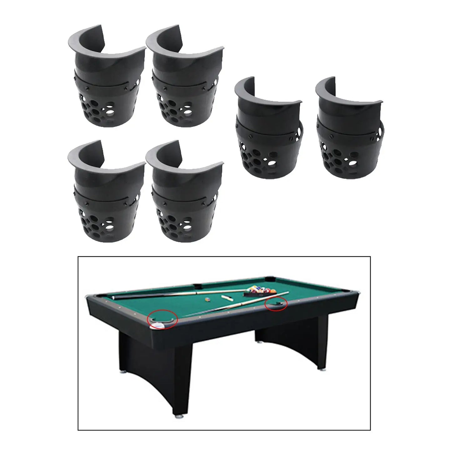 6x Billiard Pool Table Pockets Pool Table Accessories Baskets Replacement