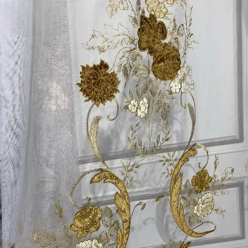 High-end Luxury Villa European-Americancurtains for Living Room and Bedroom Blackout Curtains Custom Blue Embroidered Curtain