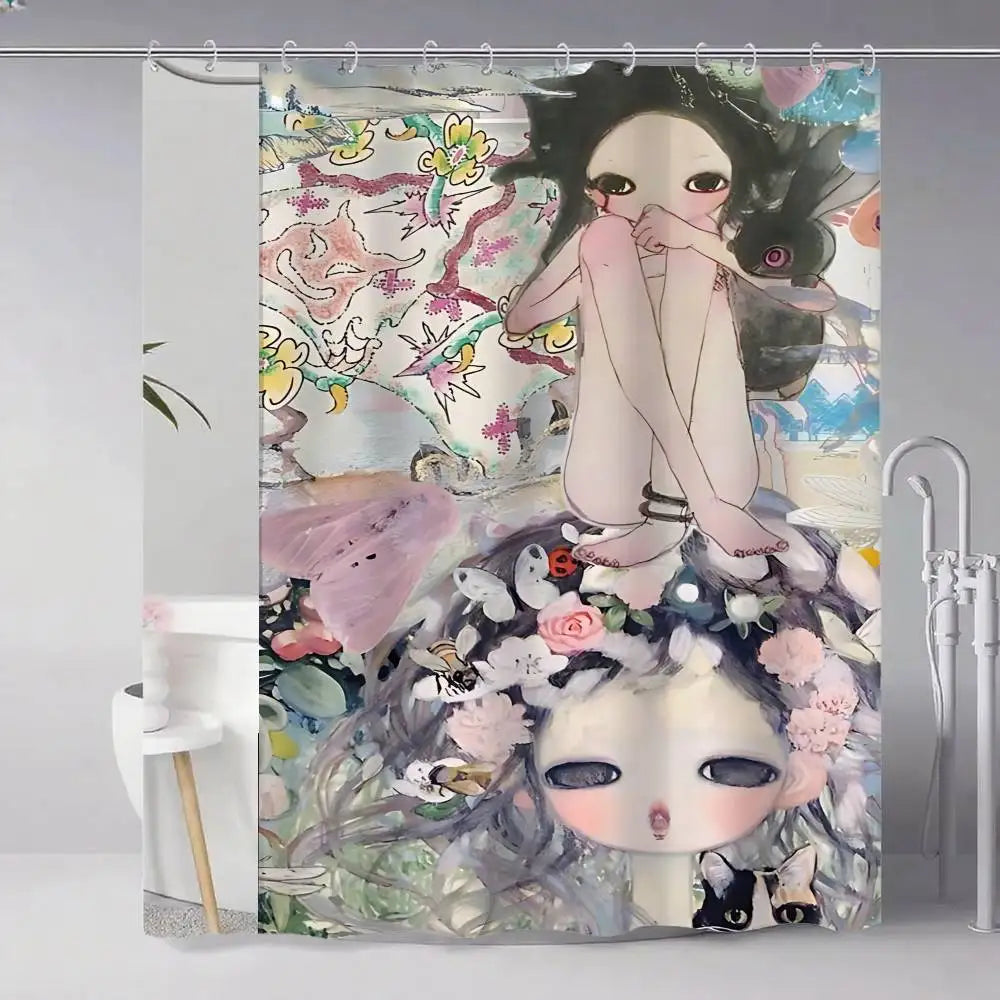 Aya Takano Art Shower Curtains 180cm Polyester Modern Style Bathroom Curtain With Hooks Waterproof Funny Shower Curtain