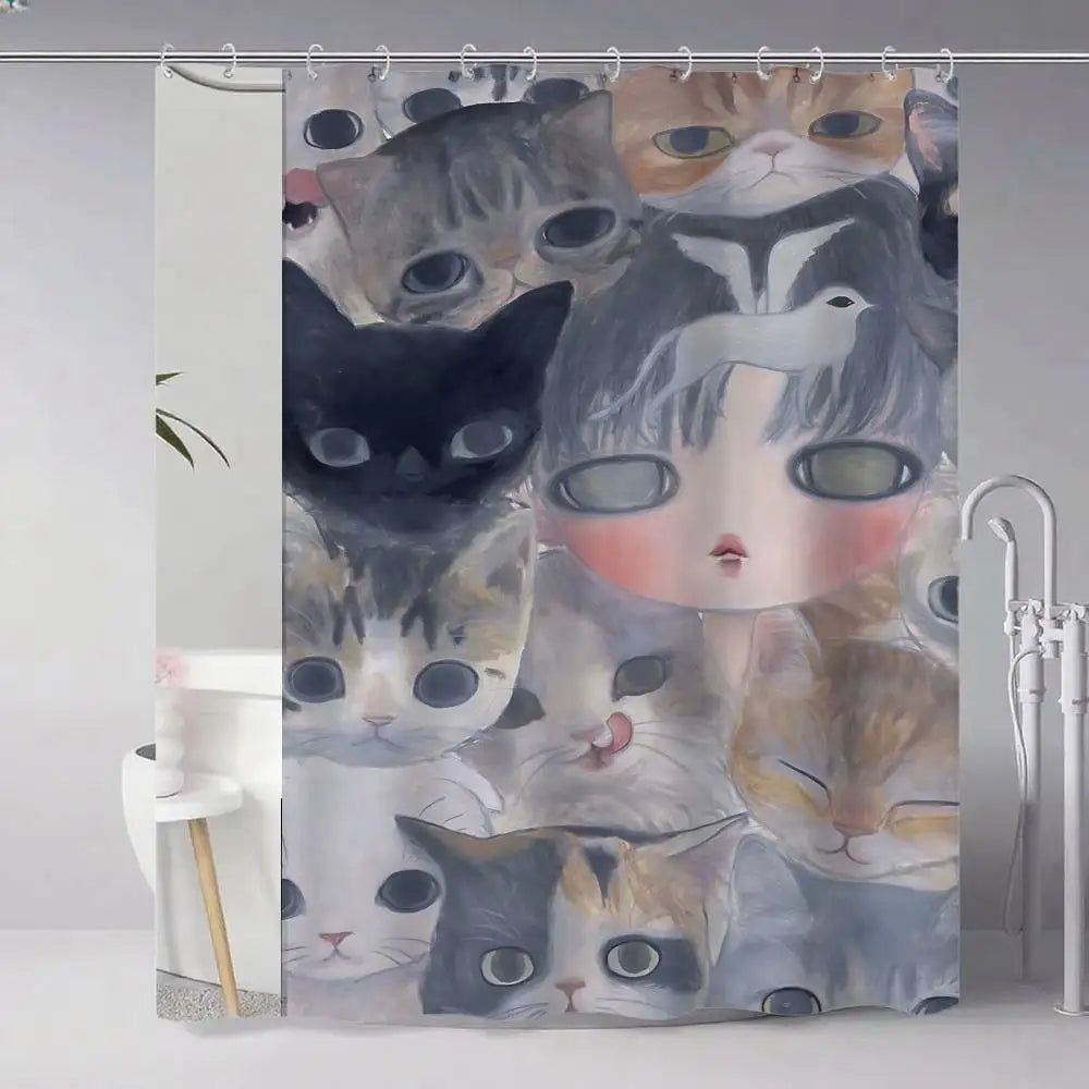 Aya Takano Art Shower Curtains 180cm Polyester Modern Style Bathroom Curtain With Hooks Waterproof Funny Shower Curtain