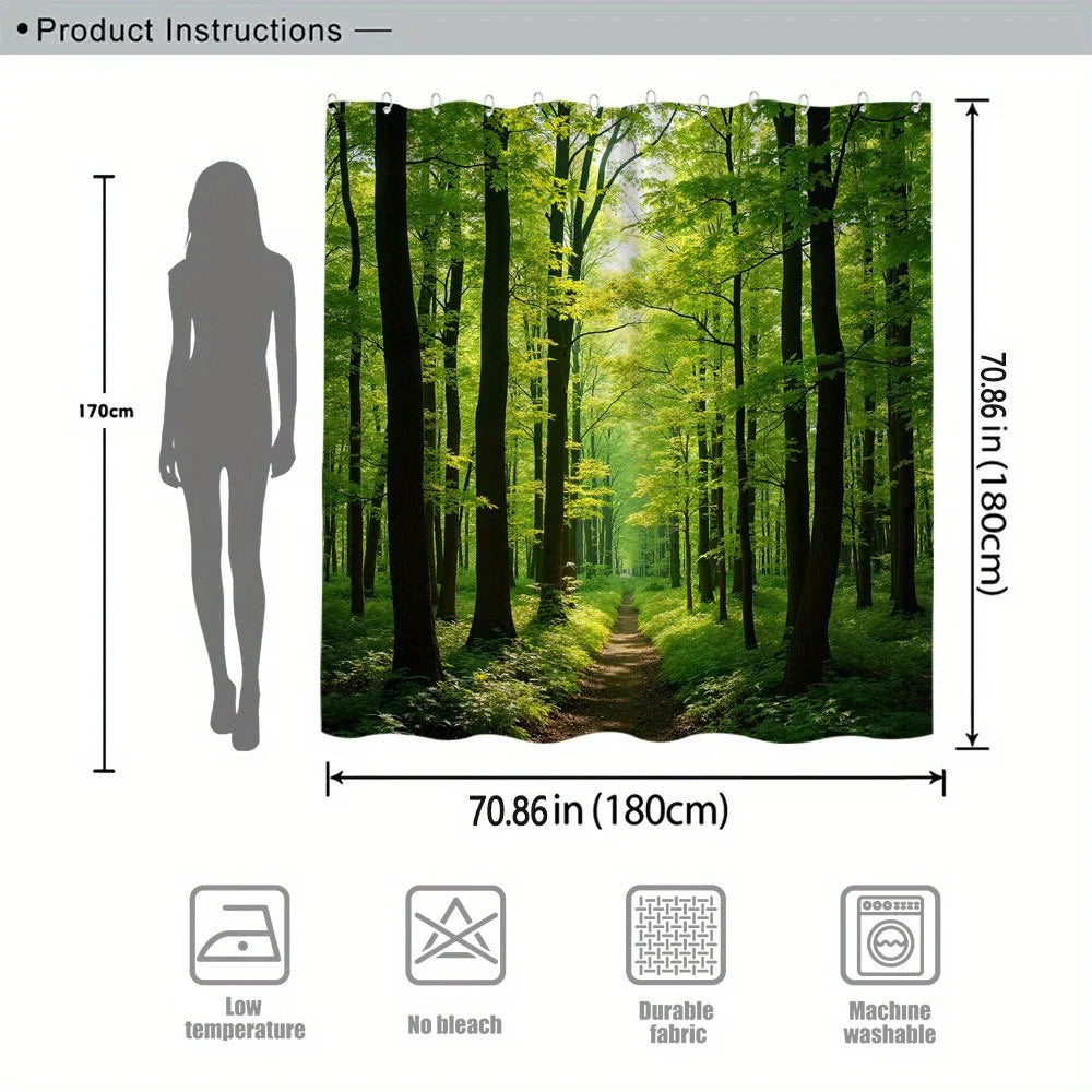 Sunny Forest Path Waterproof Shower Curtain for Bathroom Decor
