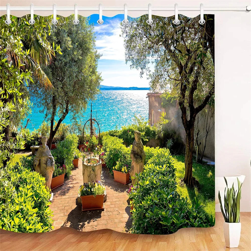 Nature Shower Curtains Woodland Bath Curtain Polyester Cloth Fabric Bathroom Partition with Hooks Scenic Decor Shower Curtain