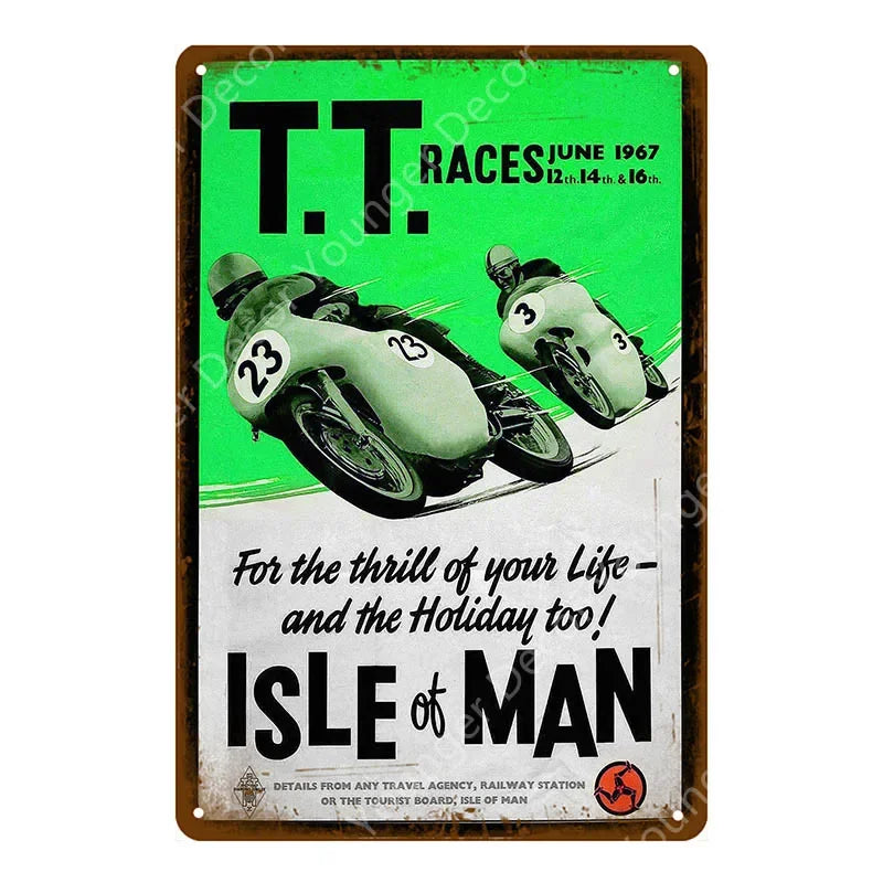 Dirt Bike Metal Poster Retro Motorcycle Races Plaque Wall Art Painting Plate Pub Bar Garage Home Decor Isle Of Man Signs YI-179