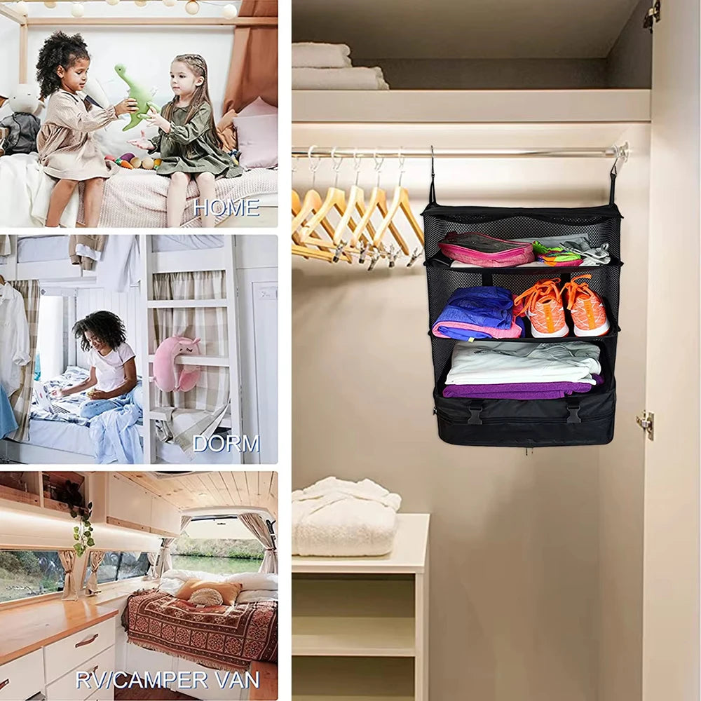 1 Set Housewares Luggage Travel Organizer Travel Essentials Hanging Packing Cubes Hanging Shelves Laundry Storage Compartment