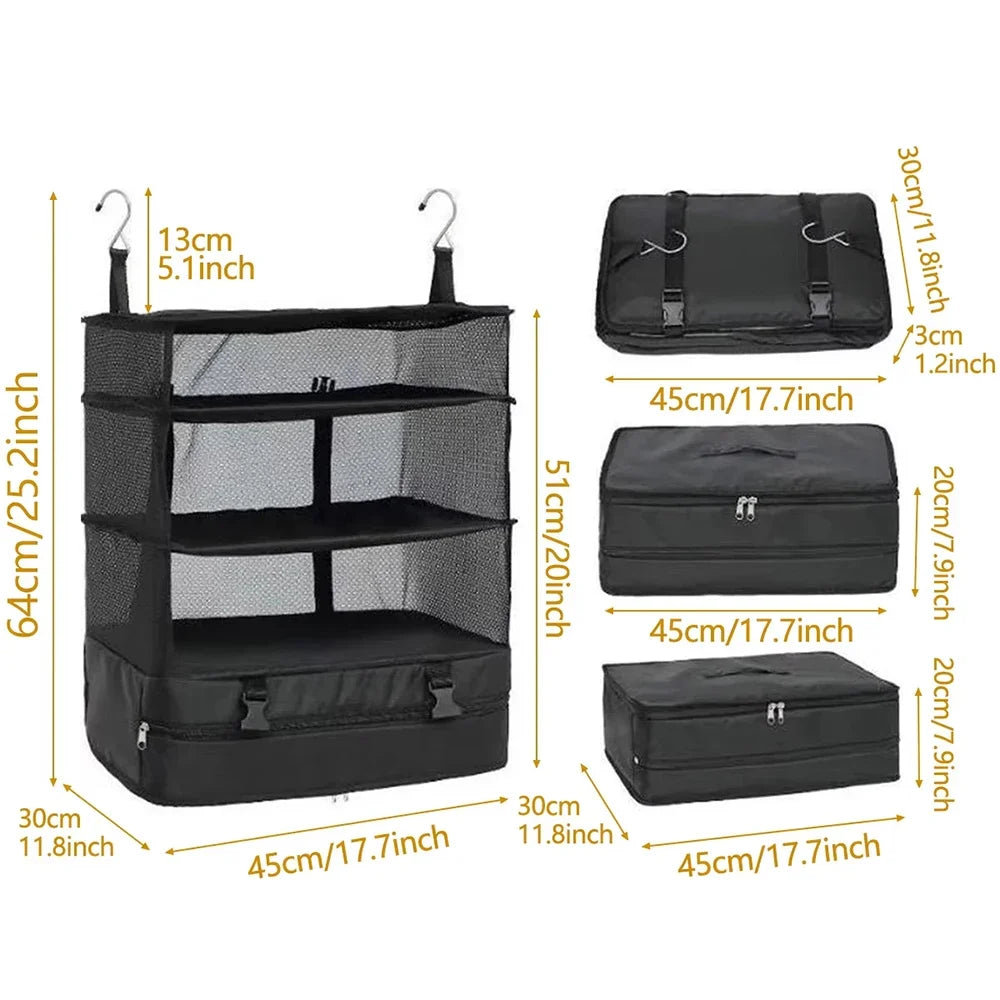 1 Set Housewares Luggage Travel Organizer Travel Essentials Hanging Packing Cubes Hanging Shelves Laundry Storage Compartment