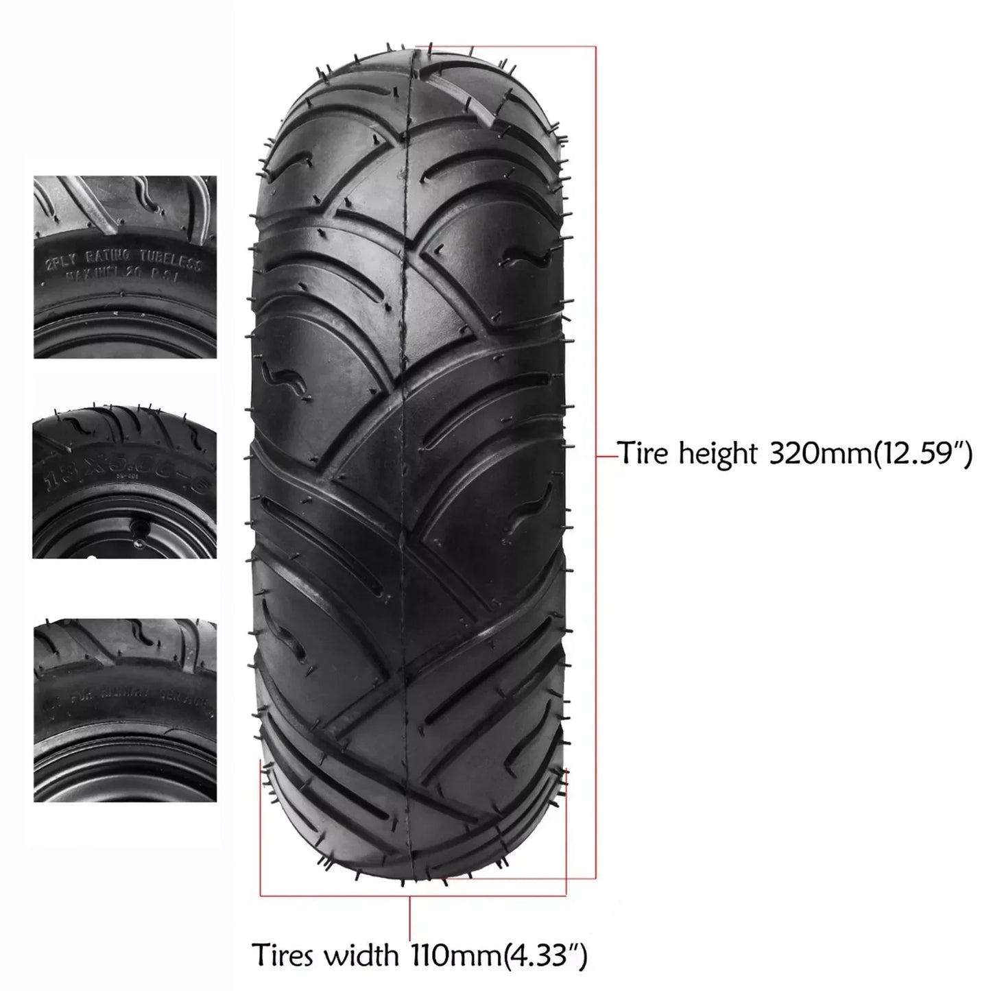 Go Kart Complete 4-Pack 13x5.00-6 Tyres with Wheels, Rims & Hub Stub Axle Kit Compatible with Kids ATV, Quad Buggy Dune Buggies
