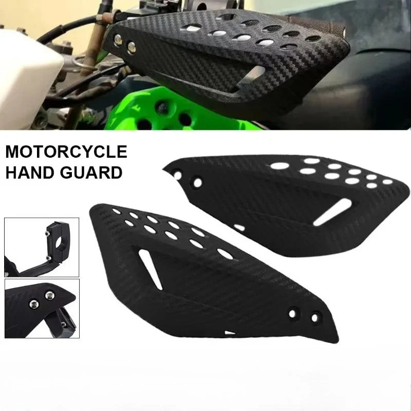 Dirt Bike Hand Guards - Carbon Fiber Style PP Shields with Brake Lever Cutouts, Windproof & Shockproof for Honda/KTM (Black)