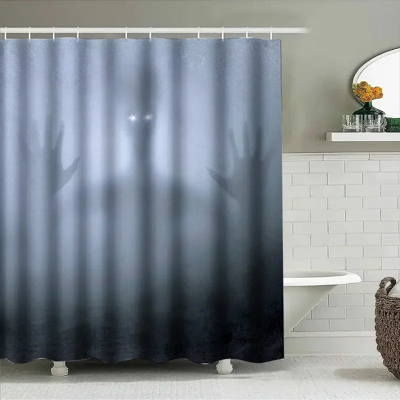 Waterproof Haunted House Shower Curtain with Spooky Ghost Design for a Thrilling Bathroom Atmosphere
