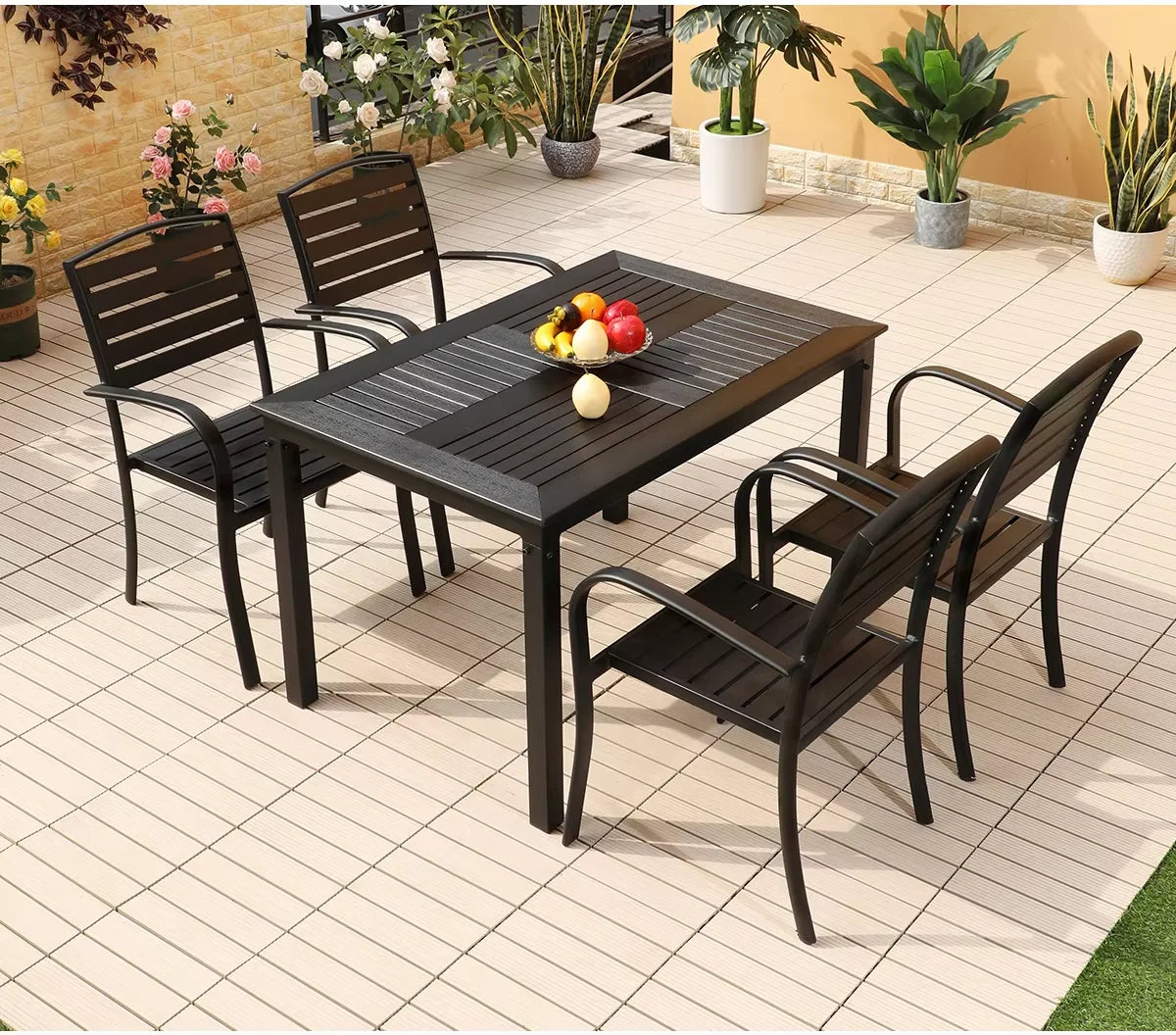 Outdoor Dining Table Leisure 120cm Courtyard Wood-plastic Garden Tables Villa Long Table Modern Furniture