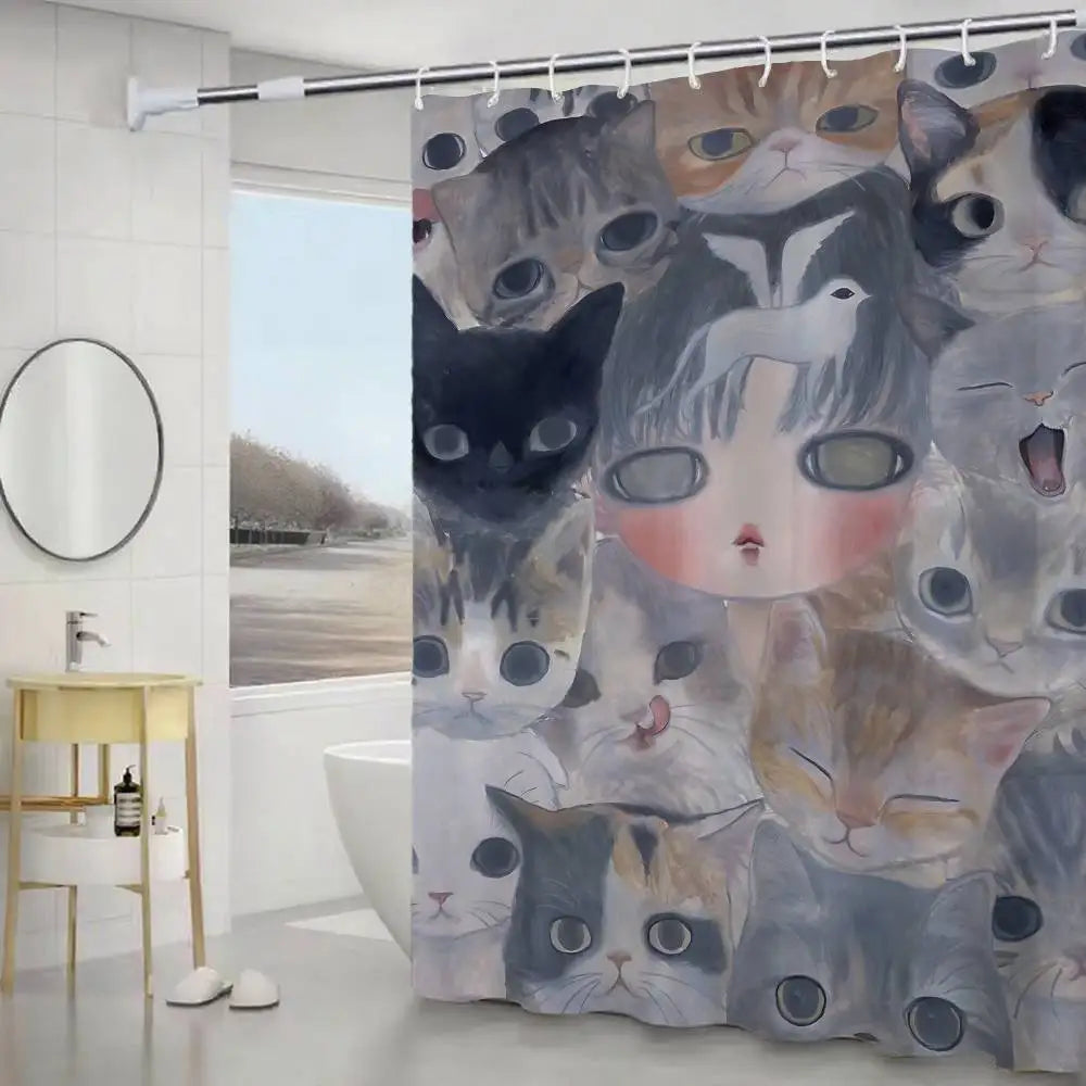 Aya Takano Art Shower Curtains 180cm Polyester Modern Style Bathroom Curtain With Hooks Waterproof Funny Shower Curtain