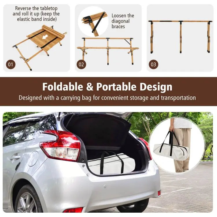 Portable Camping and BBQ Picnic Table with Carry Bag for Outdoor Activities