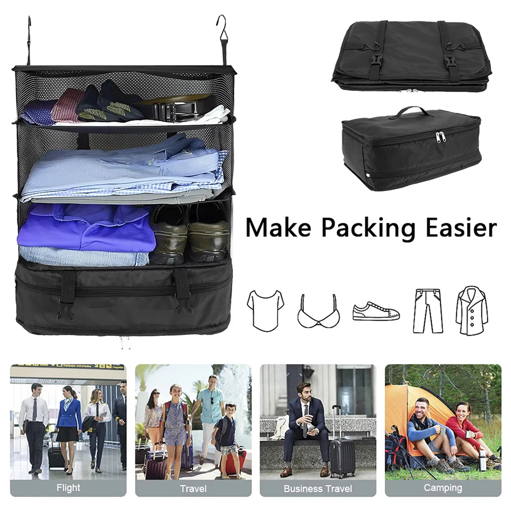 1 Set Housewares Luggage Travel Organizer Travel Essentials Hanging Packing Cubes Hanging Shelves Laundry Storage Compartment