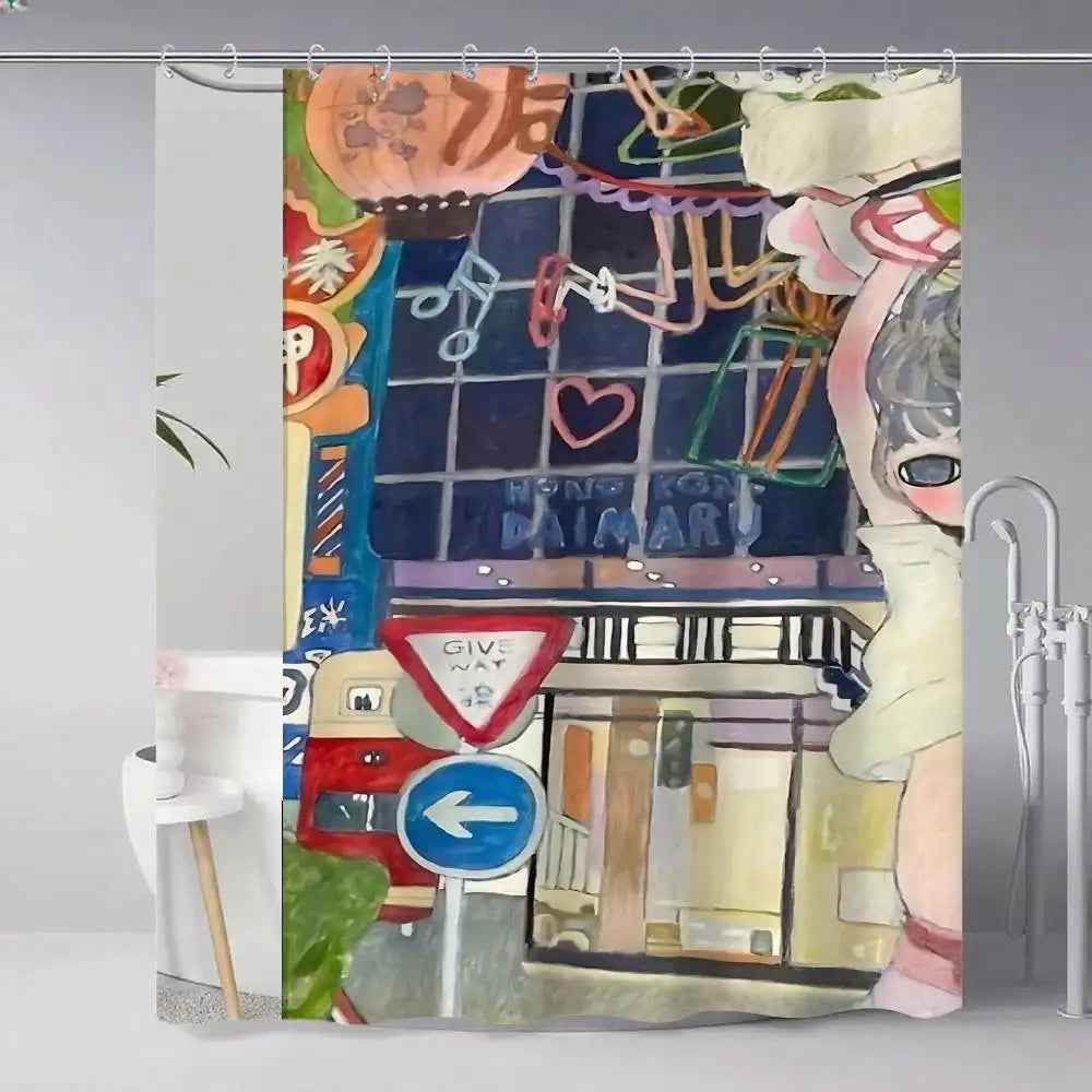 Aya Takano Art Shower Curtains 180cm Polyester Modern Style Bathroom Curtain With Hooks Waterproof Funny Shower Curtain