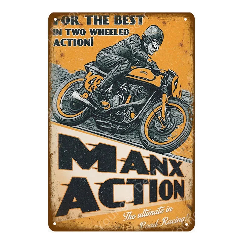 Dirt Bike Metal Poster Retro Motorcycle Races Plaque Wall Art Painting Plate Pub Bar Garage Home Decor Isle Of Man Signs YI-179
