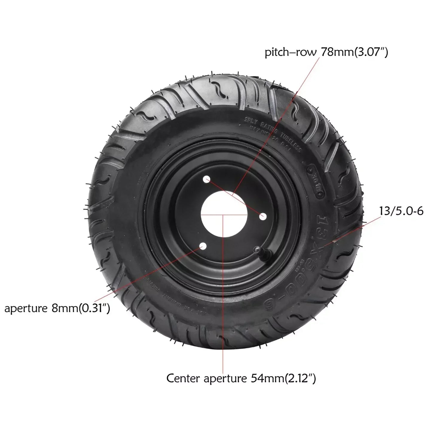 Go Kart Complete 4-Pack 13x5.00-6 Tyres with Wheels, Rims & Hub Stub Axle Kit Compatible with Kids ATV, Quad Buggy Dune Buggies