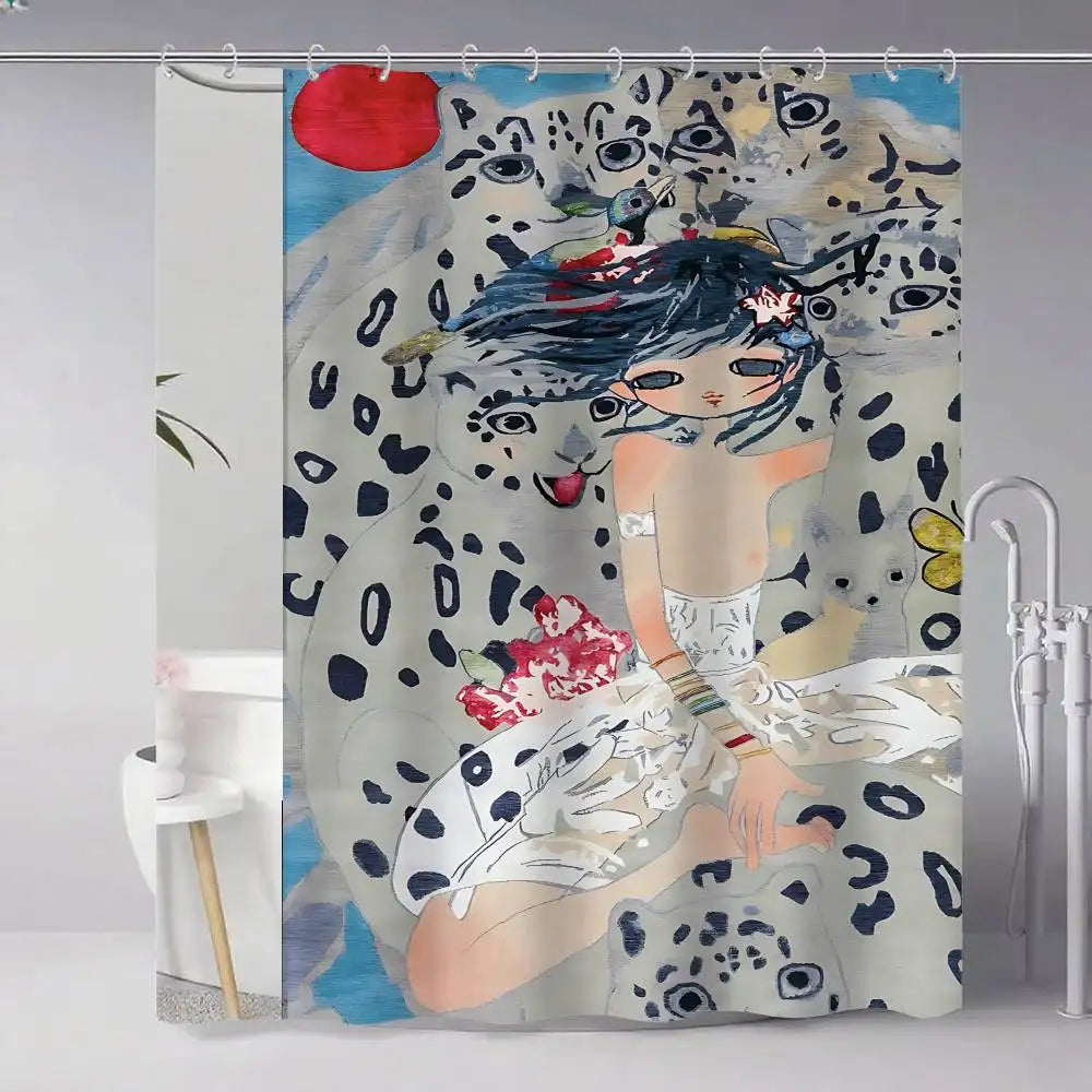 Aya Takano Art Shower Curtains 180cm Polyester Modern Style Bathroom Curtain With Hooks Waterproof Funny Shower Curtain