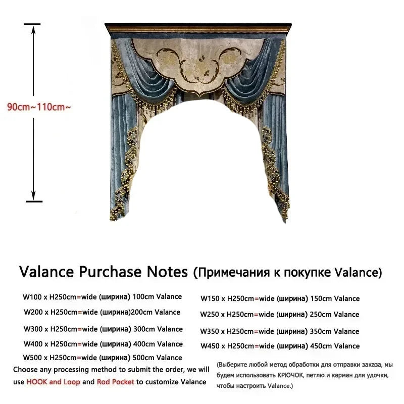 High-end Luxury Villa European-Americancurtains for Living Room and Bedroom Blackout Curtains Custom Blue Embroidered Curtain