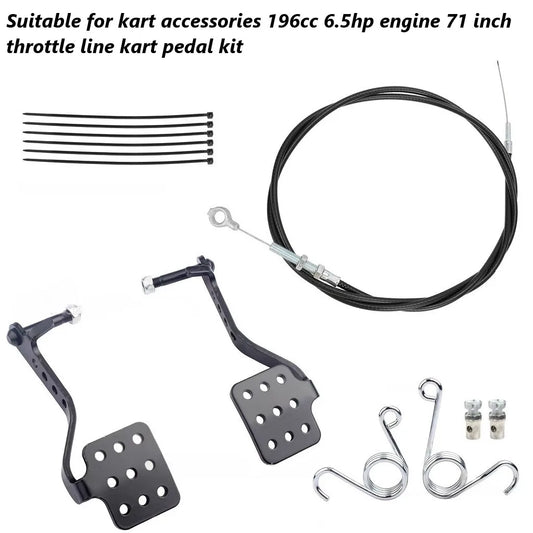 Go Kart Brake Throttle Pedals with 71 inch Go Kart Throttle Cable Kit for Go Kart Cart Predator 212cc 196cc 6.5hp 5.5hp Go Kart