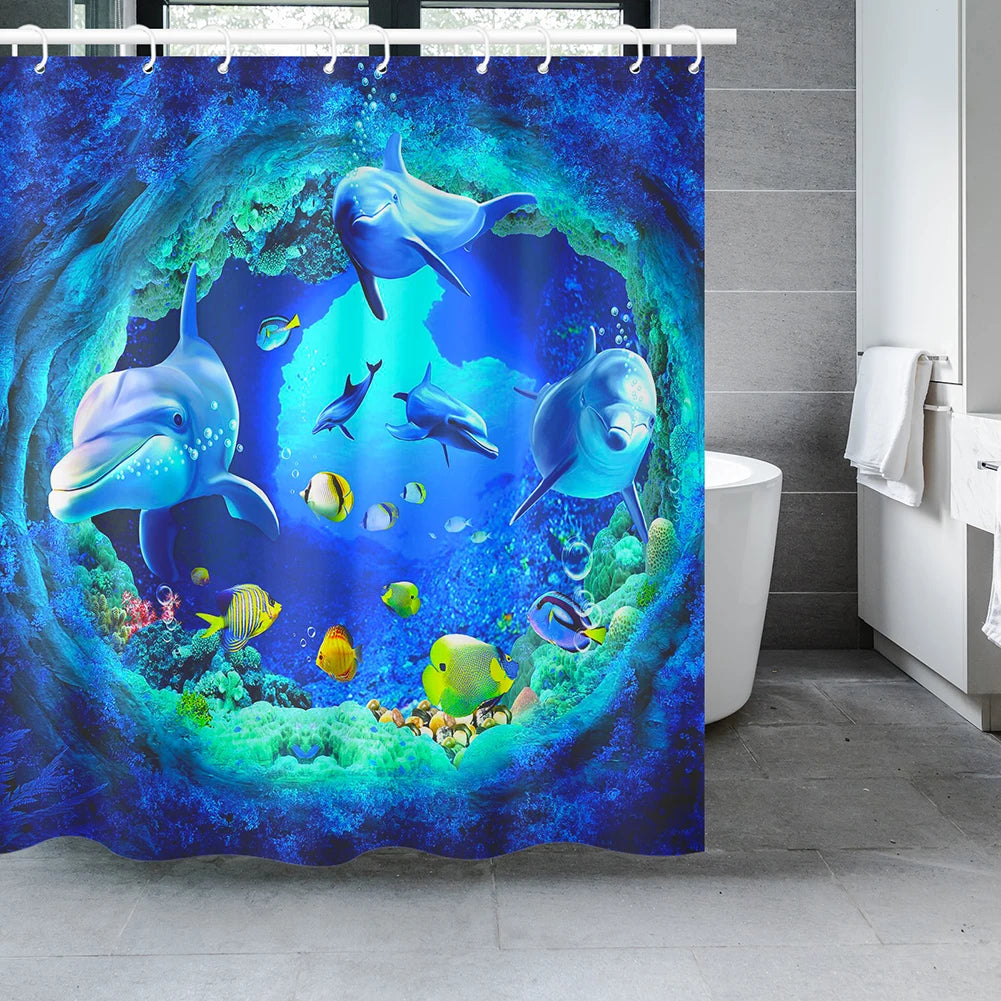 Nature Shower Curtains Woodland Bath Curtain Polyester Cloth Fabric Bathroom Partition with Hooks Scenic Decor Shower Curtain