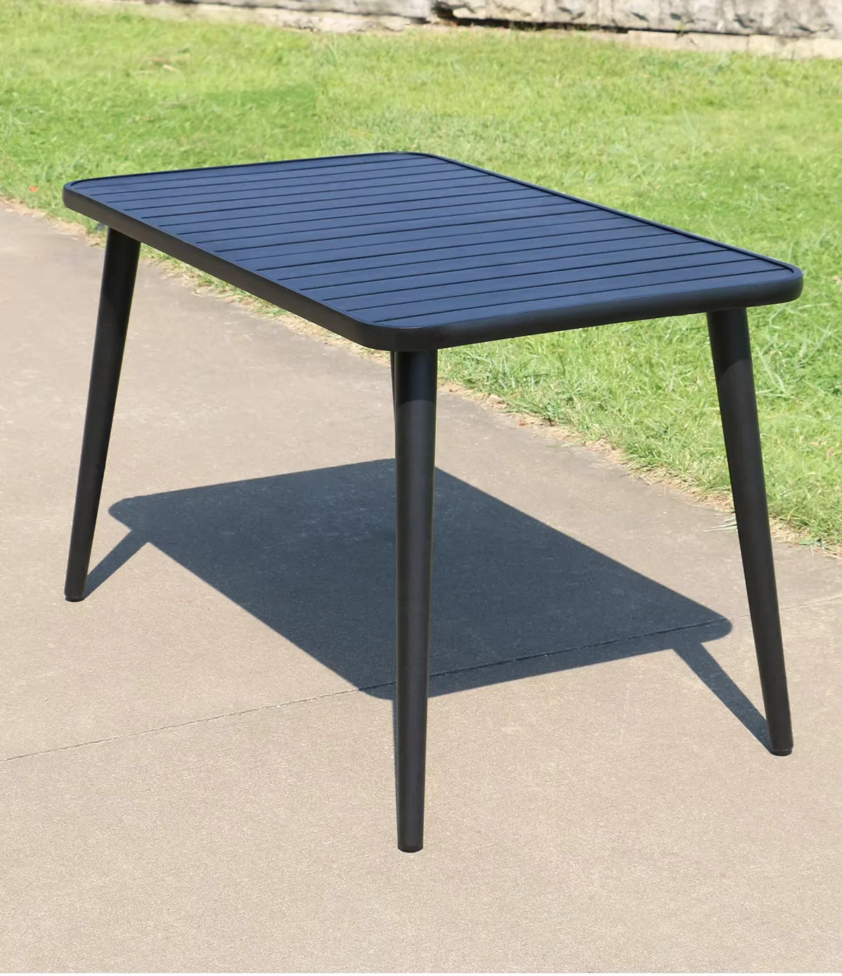 Rectangular Outdoor Dining Table Black Square Table for Garden Leisure Outdoor Table Metal Iron Modern Furniture