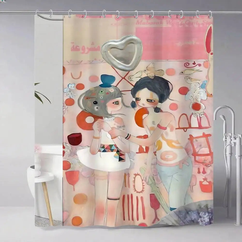 Aya Takano Art Shower Curtains 180cm Polyester Modern Style Bathroom Curtain With Hooks Waterproof Funny Shower Curtain