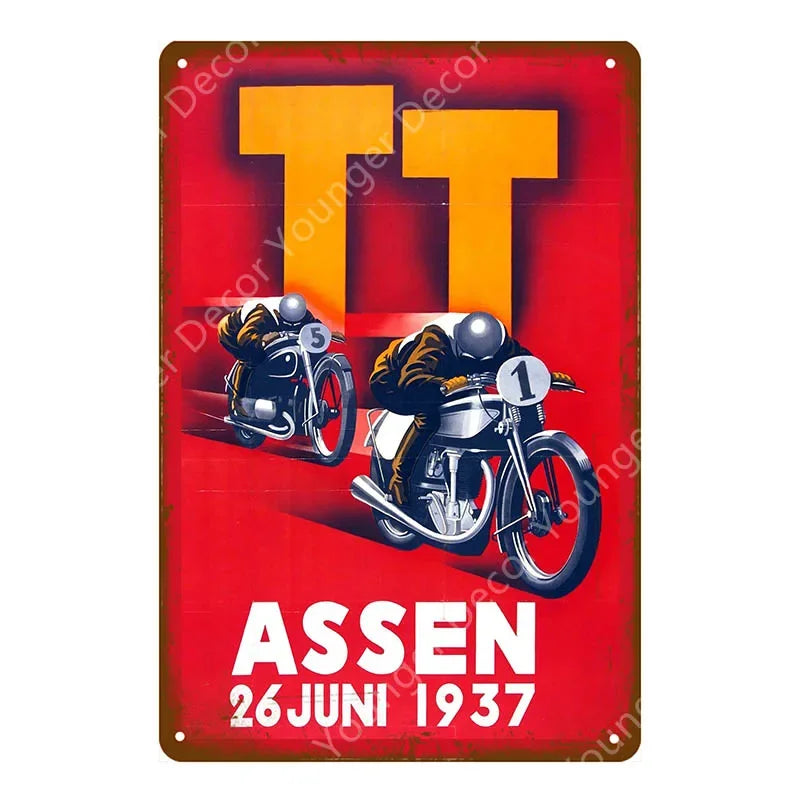 Dirt Bike Metal Poster Retro Motorcycle Races Plaque Wall Art Painting Plate Pub Bar Garage Home Decor Isle Of Man Signs YI-179