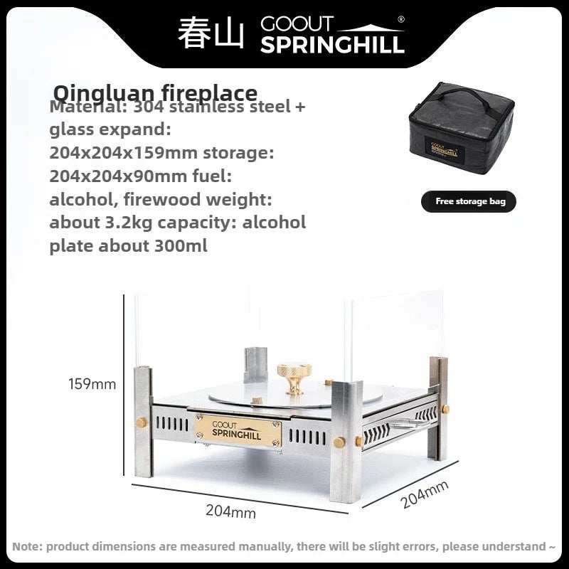 Goout Springhill Outdoor Camping  Stove Campfire Camping Heating Fire Viewing Fireplace Outdoor Glass Burning Table Folding Wood