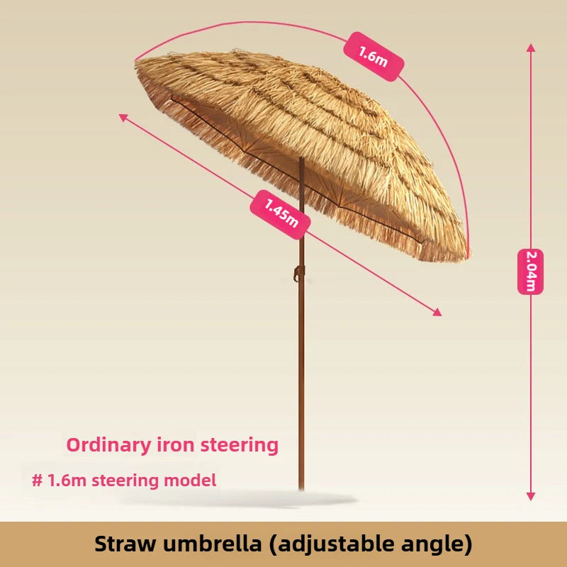 Outdoor Beach Umbrella Large Foldable Garden Pool Patio Beach Umbrella Simulated Thatched Sunshade Umbrellas Backyard Holidays