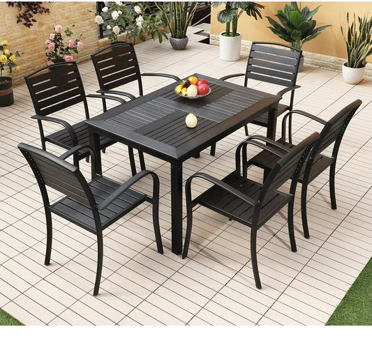 Outdoor Dining Table Leisure 120cm Courtyard Wood-plastic Garden Tables Villa Long Table Modern Furniture