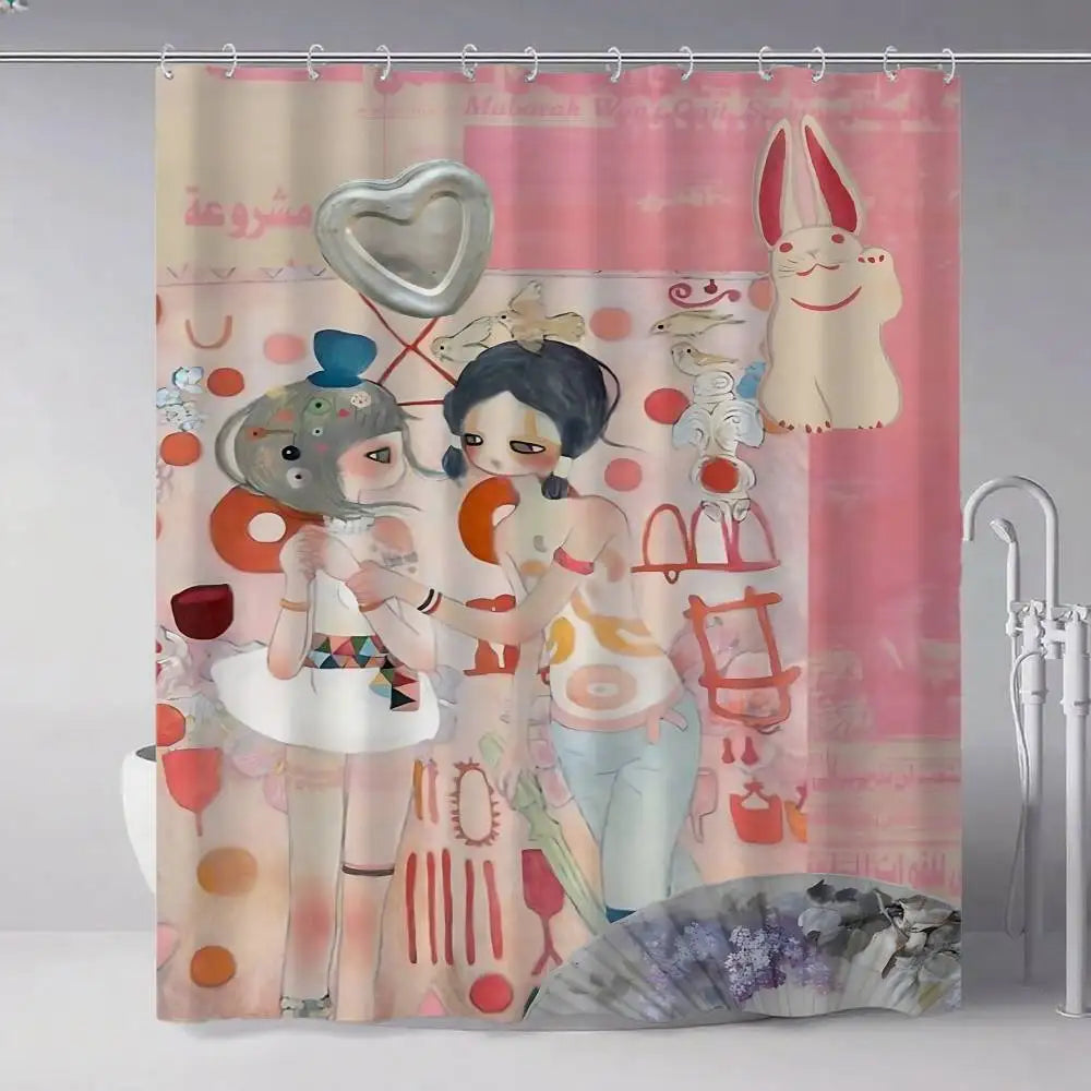 Aya Takano Art Shower Curtains 180cm Polyester Modern Style Bathroom Curtain With Hooks Waterproof Funny Shower Curtain
