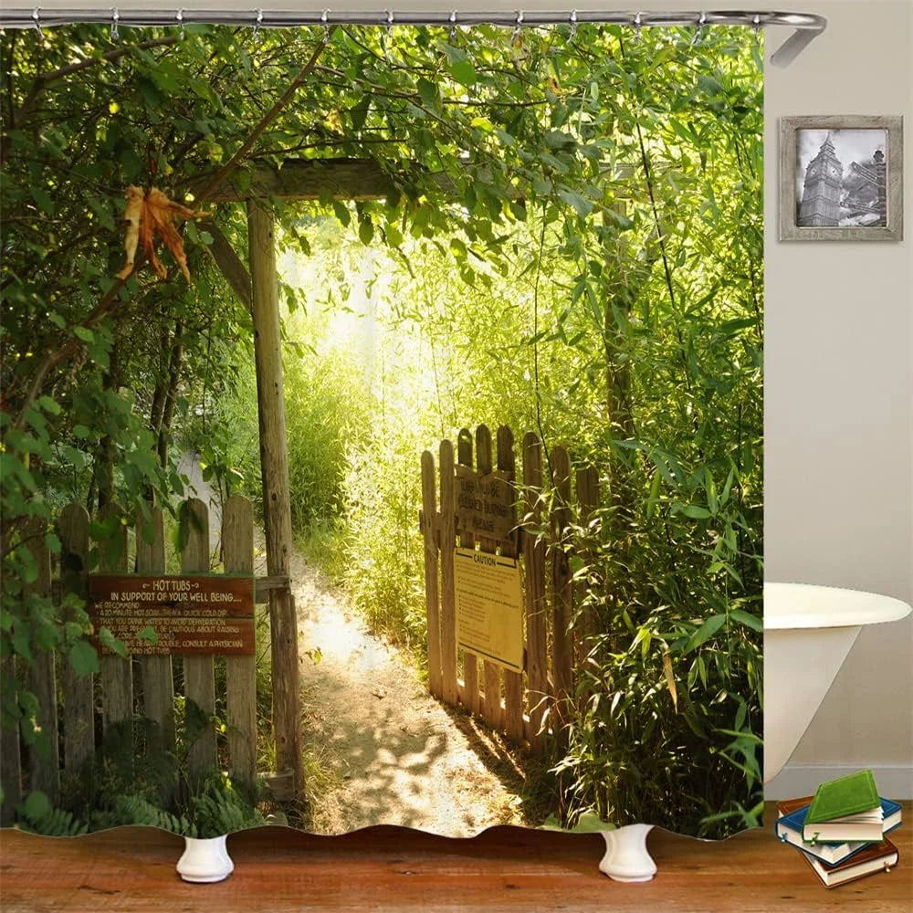 Nature Shower Curtains Woodland Bath Curtain Polyester Cloth Fabric Bathroom Partition with Hooks Scenic Decor Shower Curtain