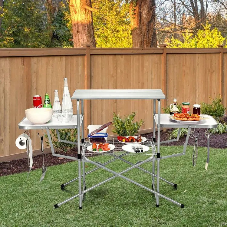 Foldable Outdoor BBQ Table Grilling Stand Convenient Portable Tables for Outdoor Activities