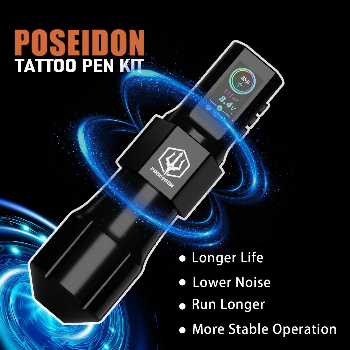 Tattoo Kit Or Tattoo Machnie POSEIDON New Cool Tattoo Pen Kit For Permanent Makeup Tattoo Machine Kit Wireless Tattoo Gun Kit