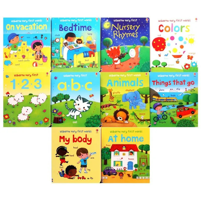 10books/set English Books Usborne Very First Words Hardcover Board Book Children's Enlightenment Educational Picture Textbook