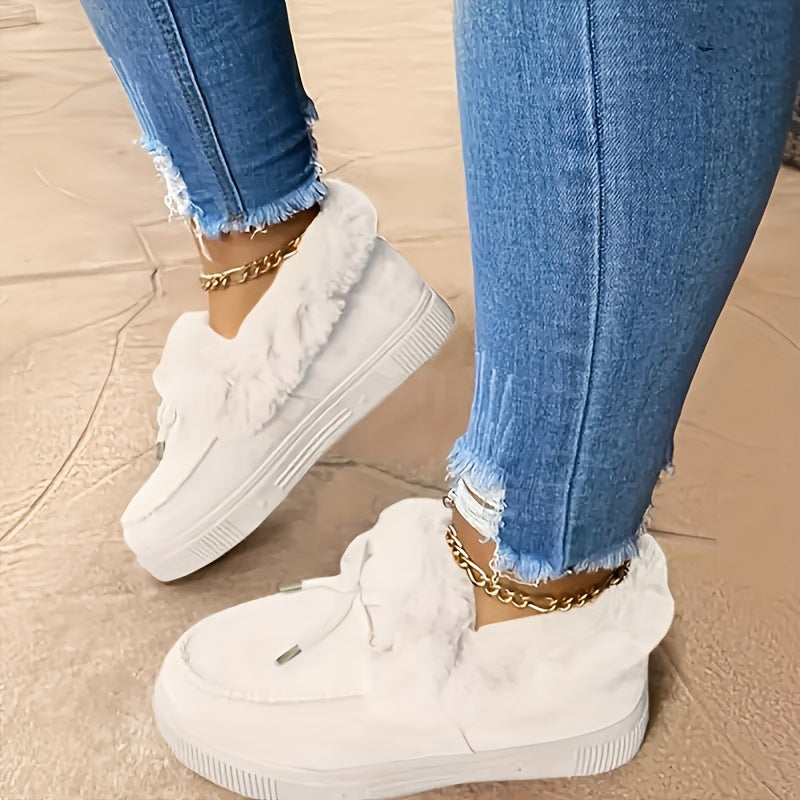 Women's Plush Faux Collar Snow Boots