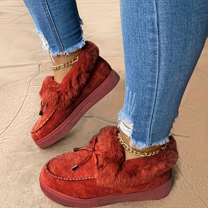 Women's Plush Faux Collar Snow Boots