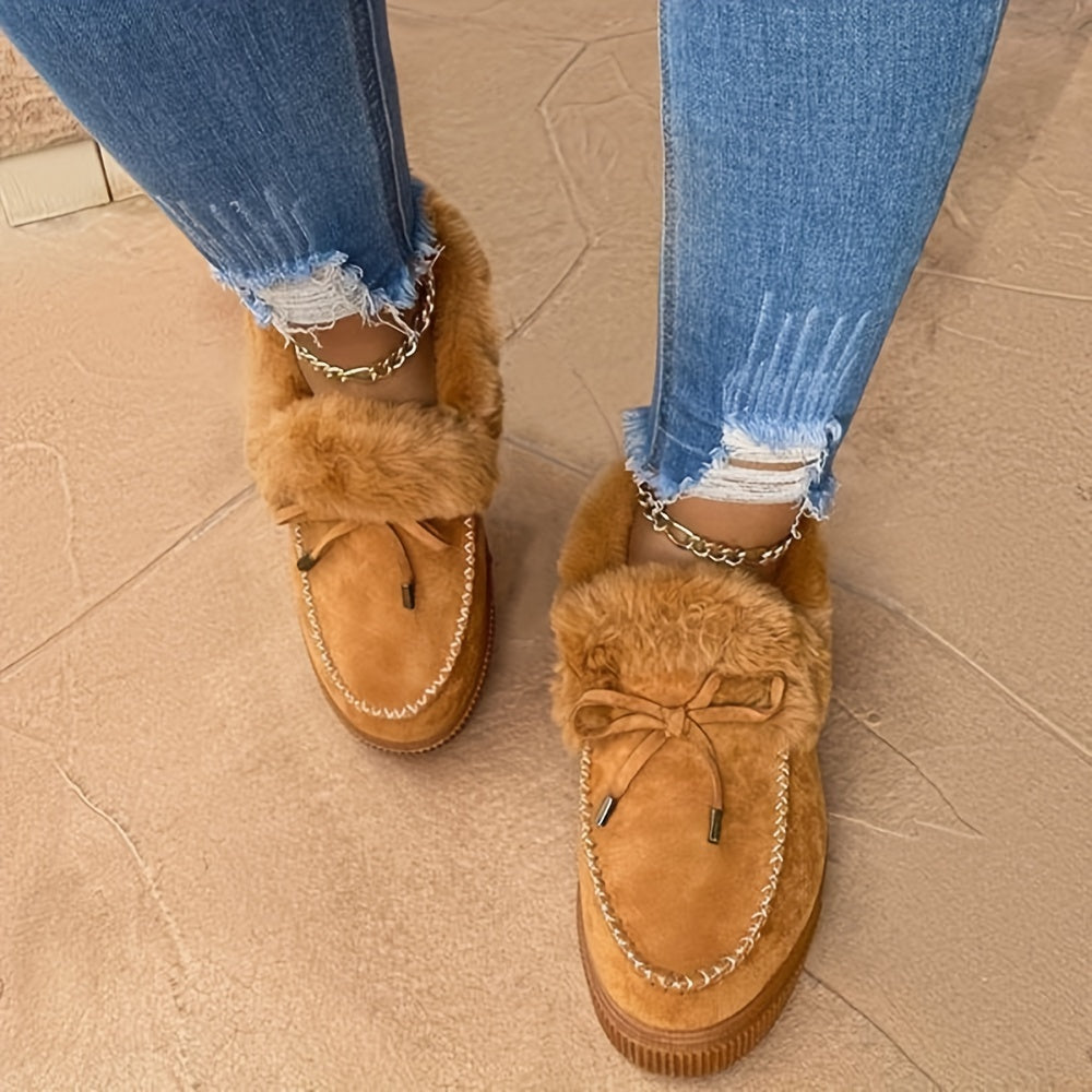 Women's Plush Faux Collar Snow Boots