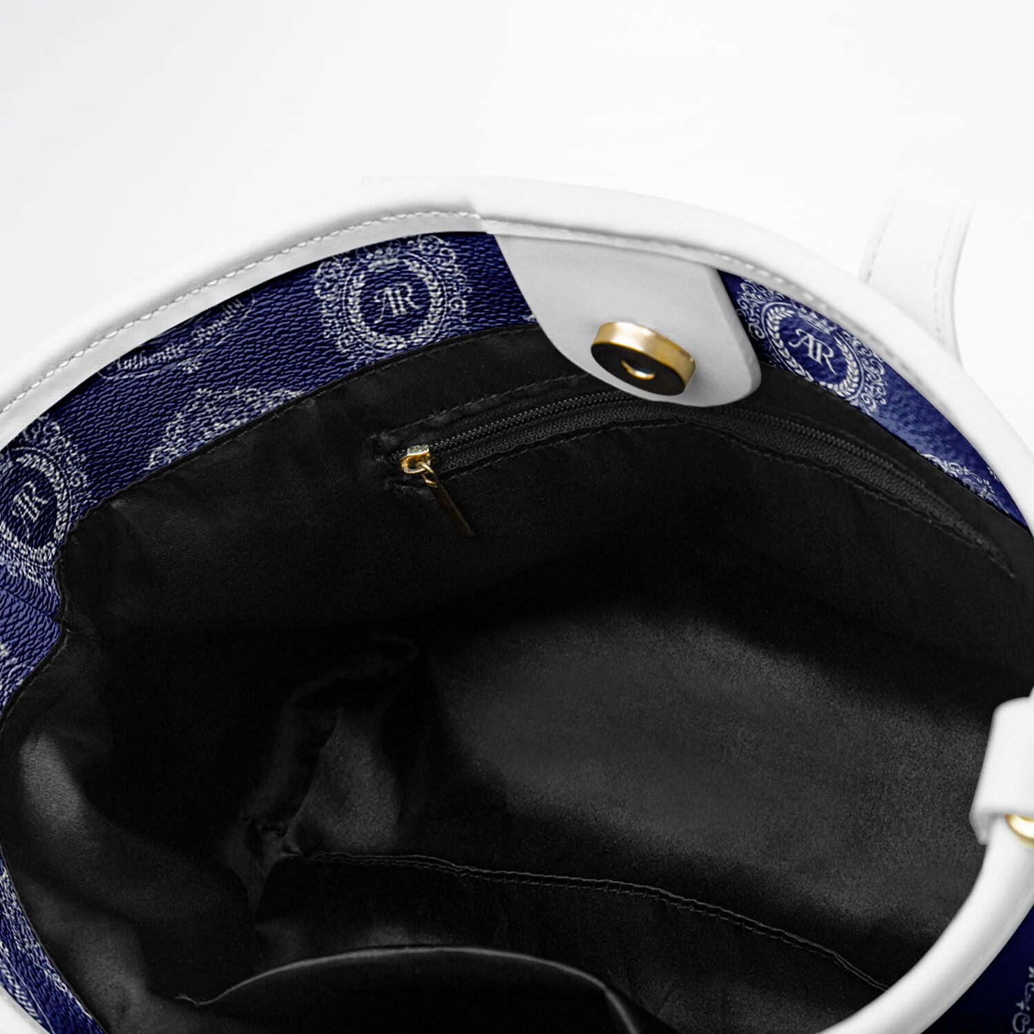 Royal Blue PU Leather Tote Bag with Silver Crest