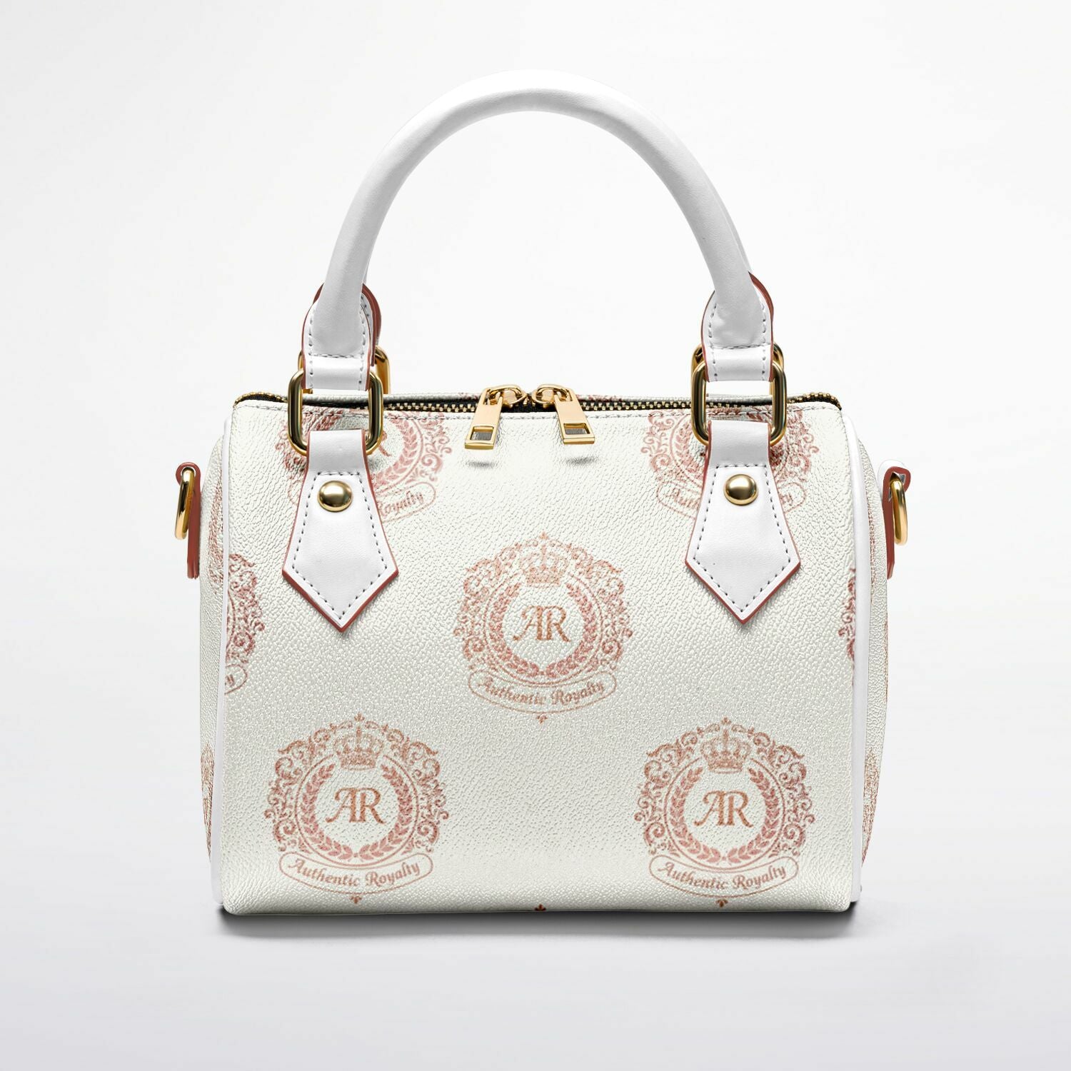 Rose Gold & Cream Faux Leather Crossbody Handbag