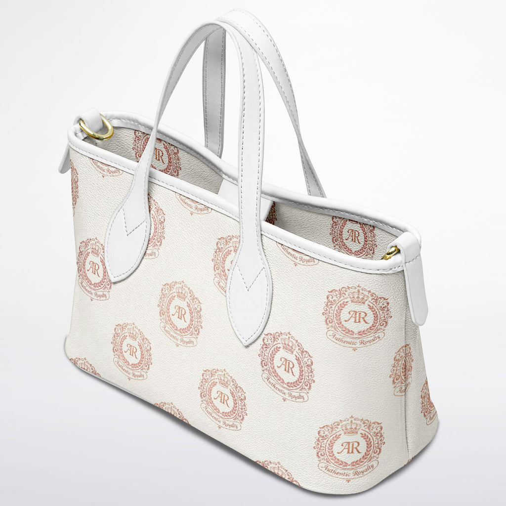 Rose Gold & Cream Faux Leather Tote Bag