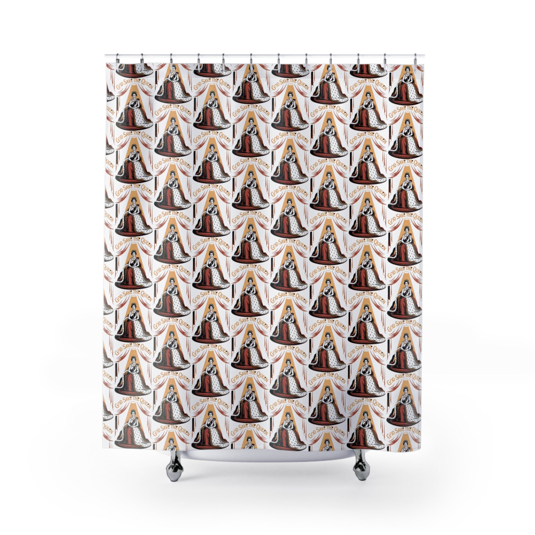 Authentic Royalty "God Save the Queen"  Shower Curtain Queen Pattern with Retro/Vintage Typography