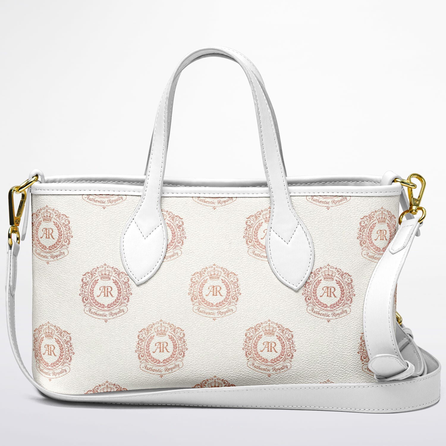 Rose Gold & Cream Faux Leather Tote Bag