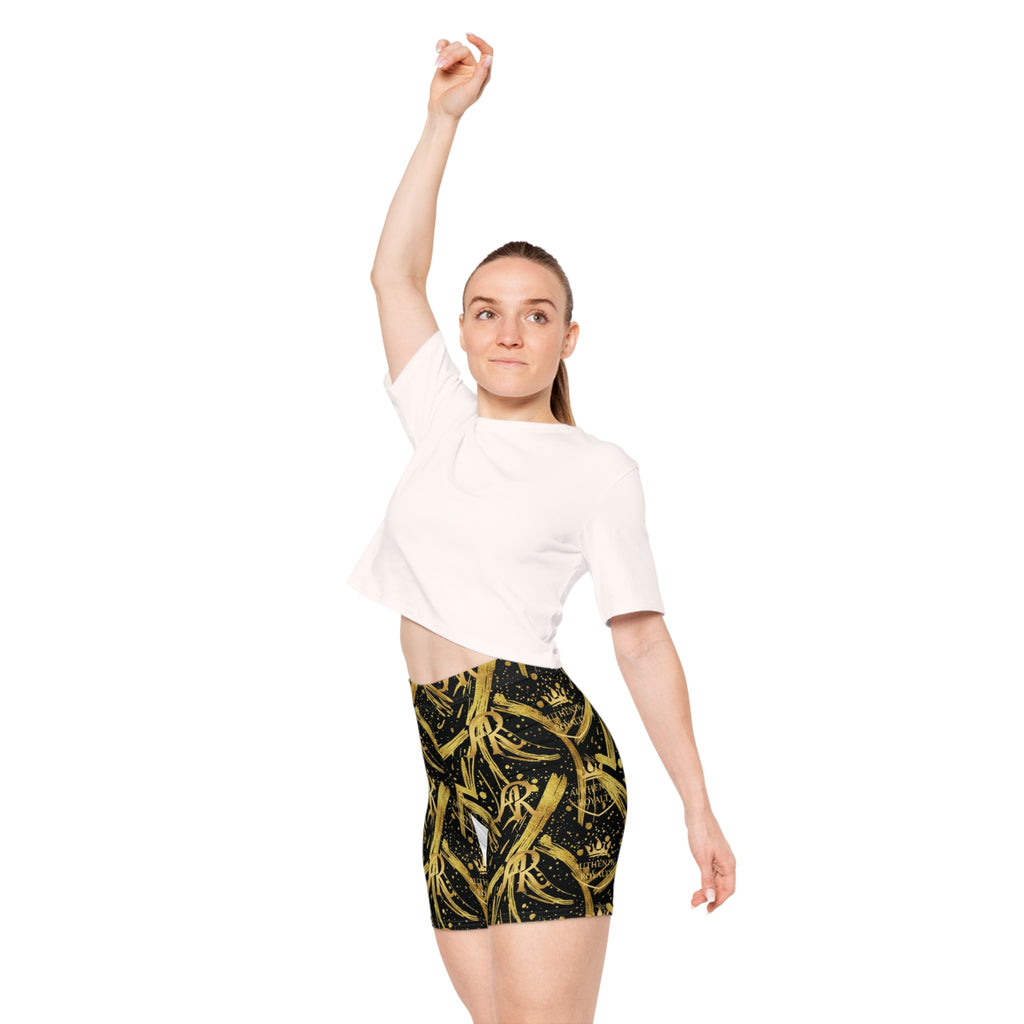 Gold Brushstroke Monogram Biker Shorts