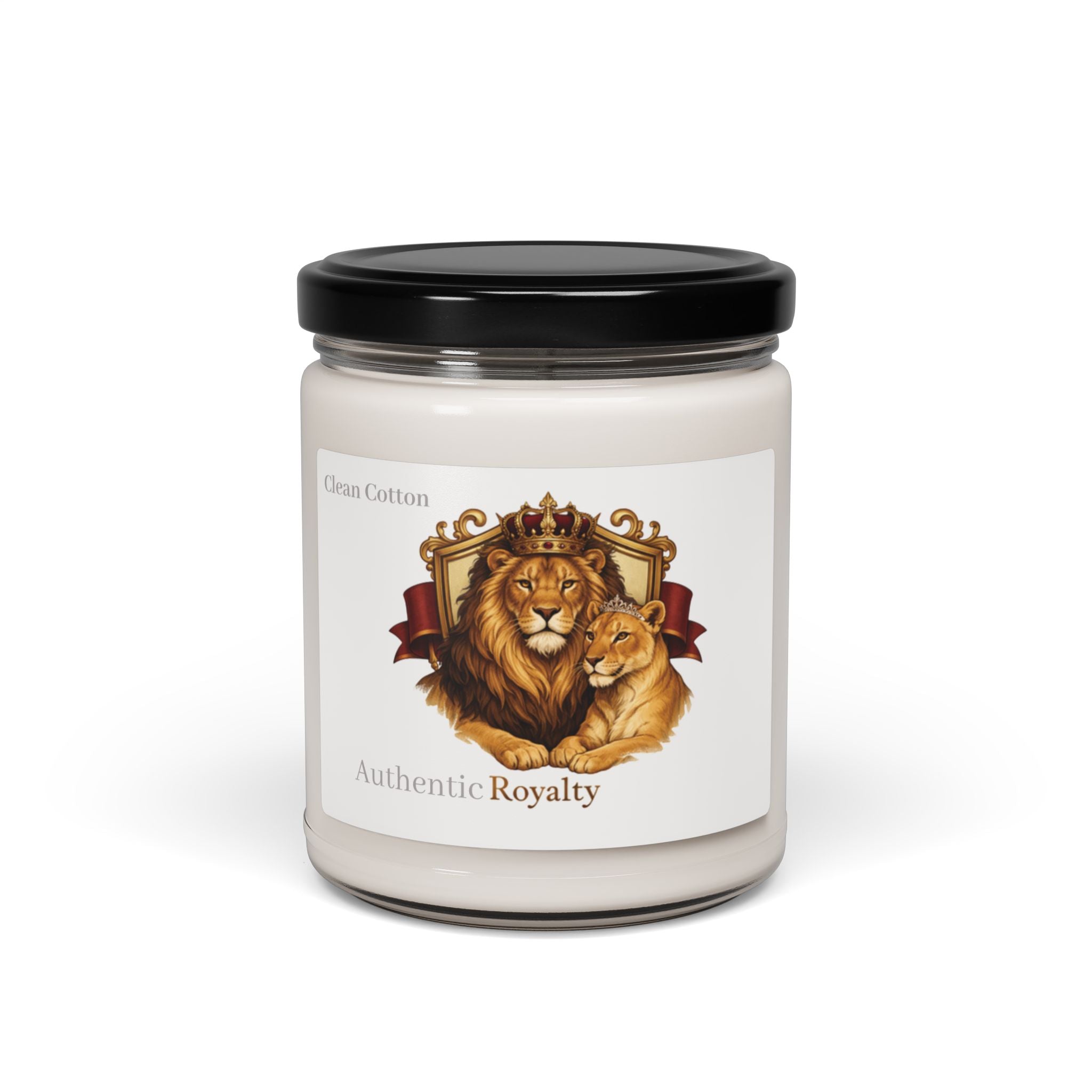 Authentic Royalty "King & Queen Lion" Crest Scented Soy Candles 9oz Jar