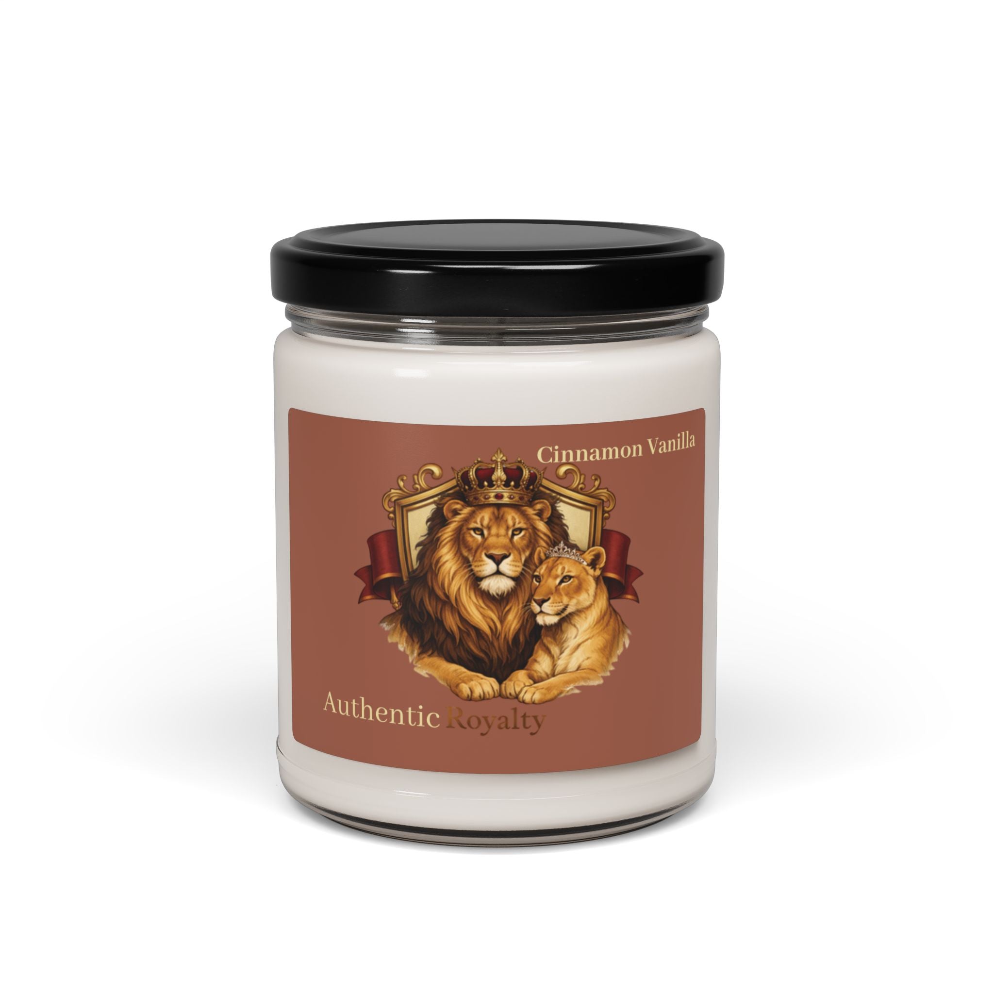 Authentic Royalty "King & Queen Lion" Crest Scented Soy Candles 9oz Jar